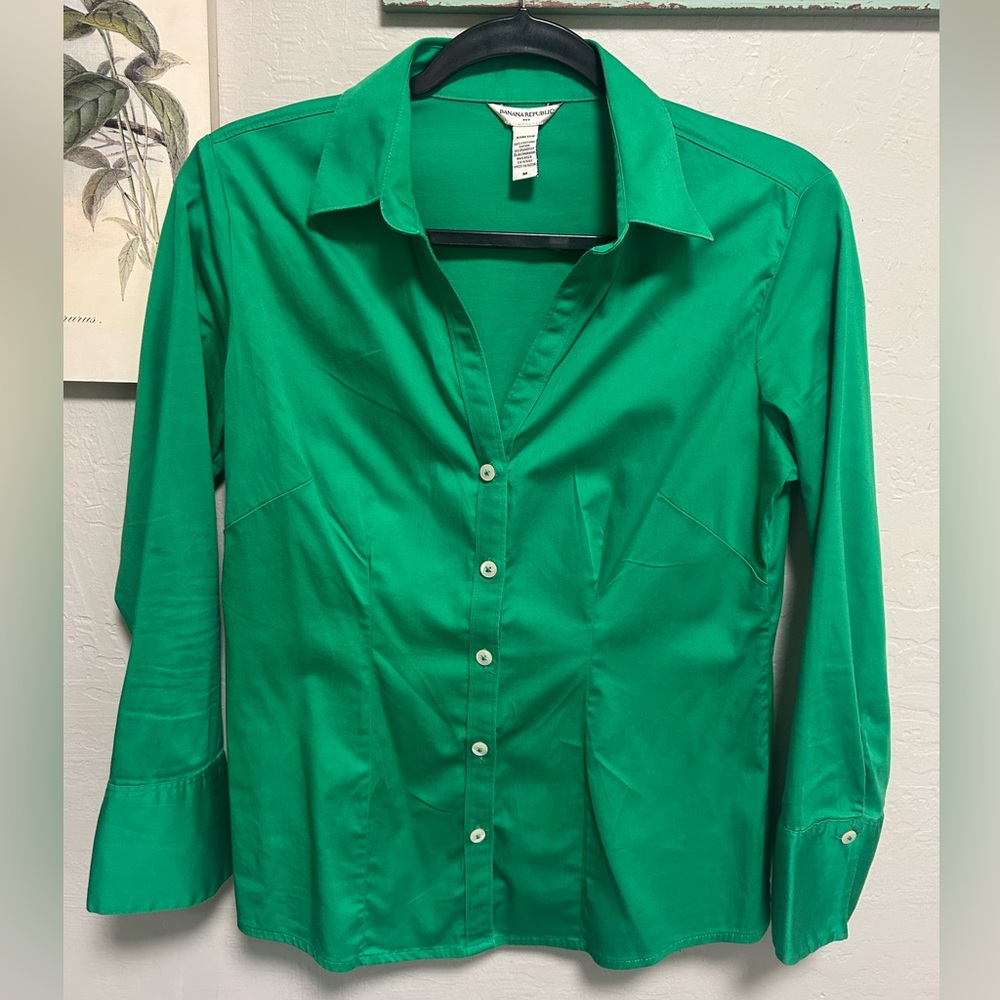 Banana Republic Green Button-Down Shirt